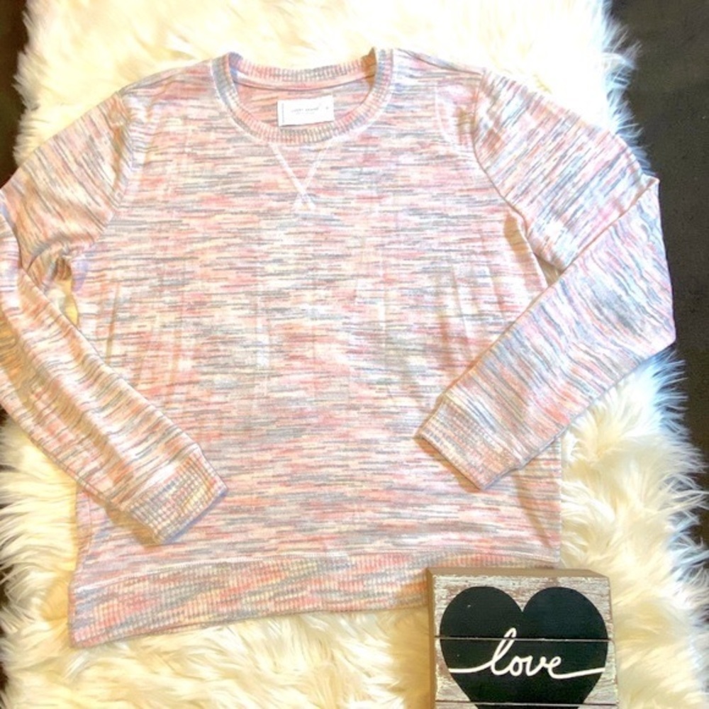 Lucky Brand Knit Heather Pastel Hacci Spacedye Colored Sweater - Size Medium